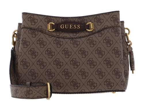 Guess■ EMERA レタリング ロゴ ミニ サッチェルバッグ GUESS cross body bag Emera Logo Girlfriend Satchel Latte