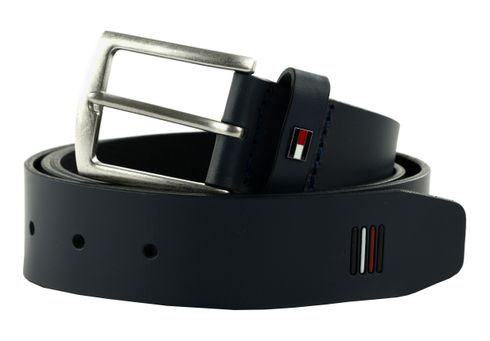 TOMMY HILFIGER Denton Leather Belt 3.5 EXT W90 Space Blue