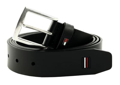 TOMMY HILFIGER Denton Leather Belt 3.5 EXT W80 Black