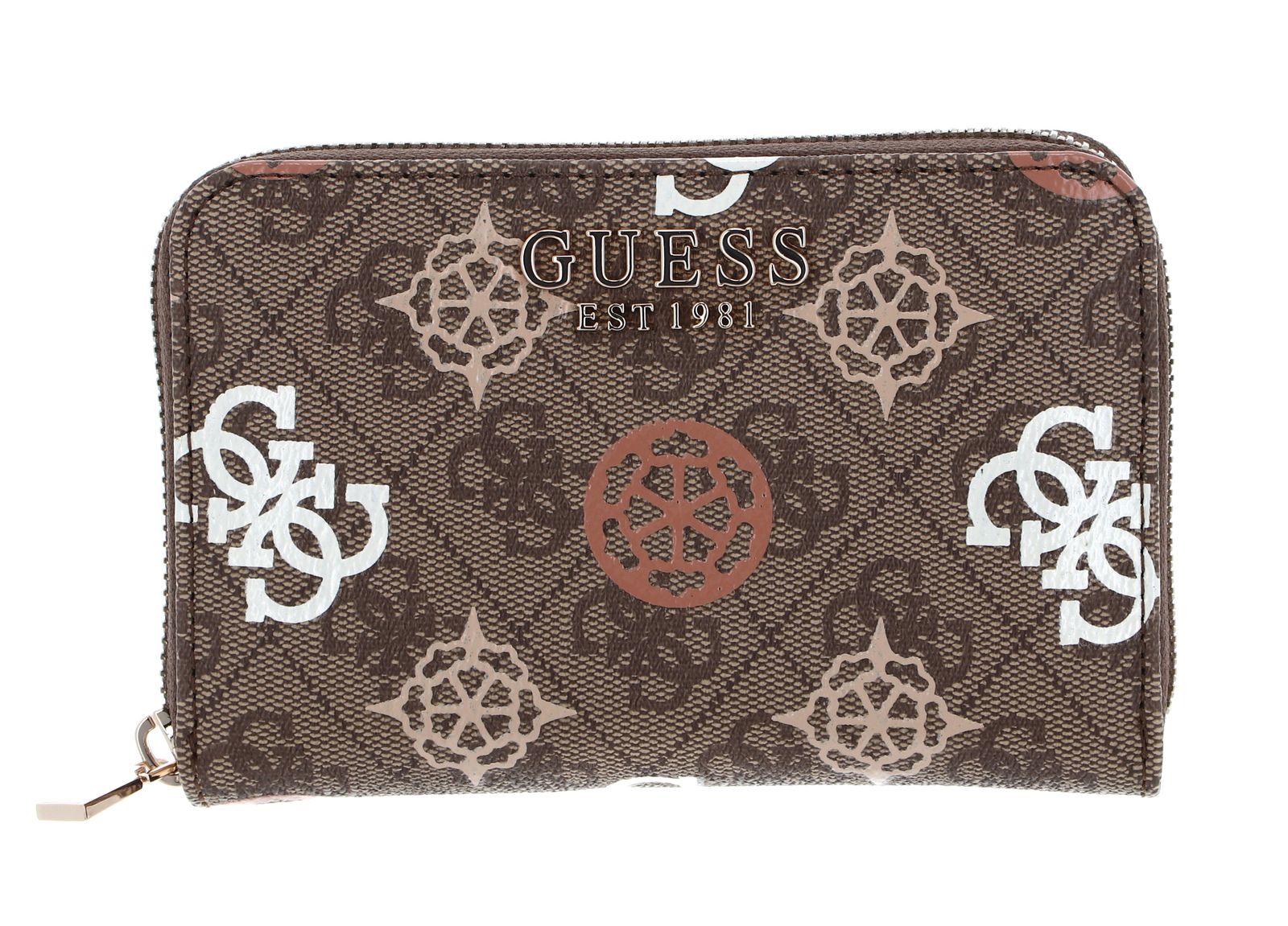 GUESS Geldbörse Eliette Logo Zip Around Wallet M Latte Logo Multi 