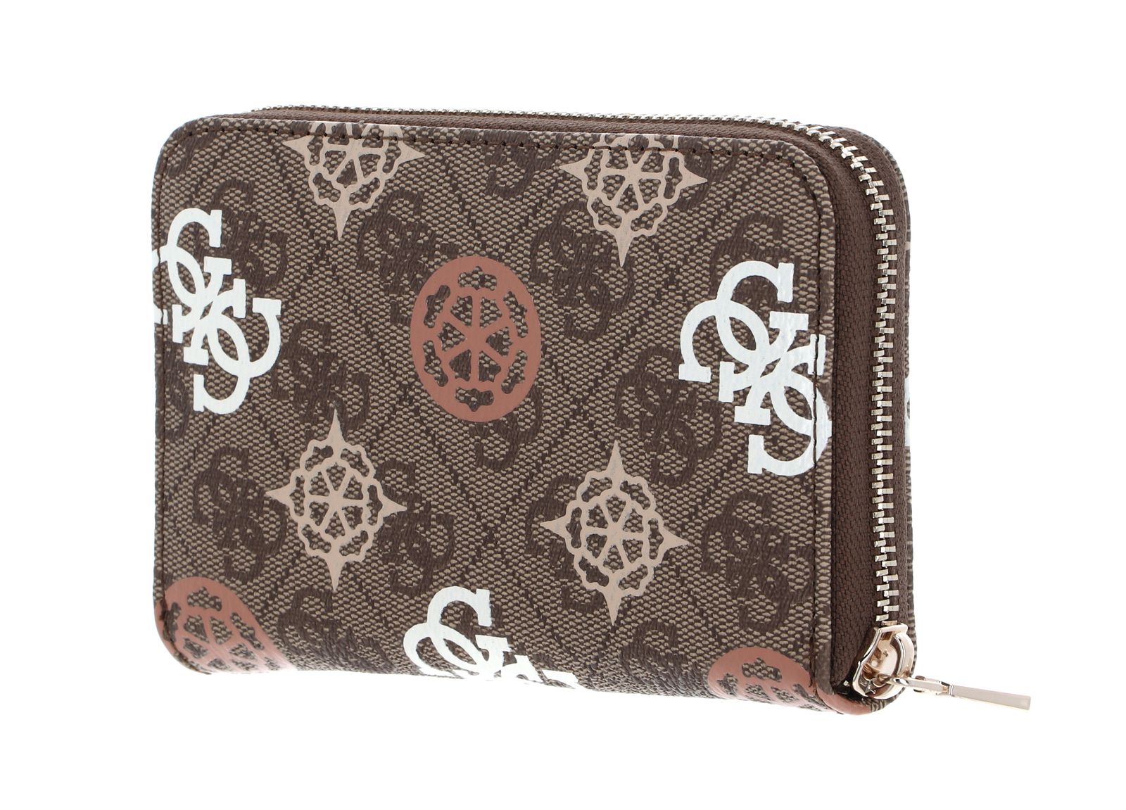 GUESS Geldbörse Eliette Logo Zip Around Wallet M Latte Logo Multi  