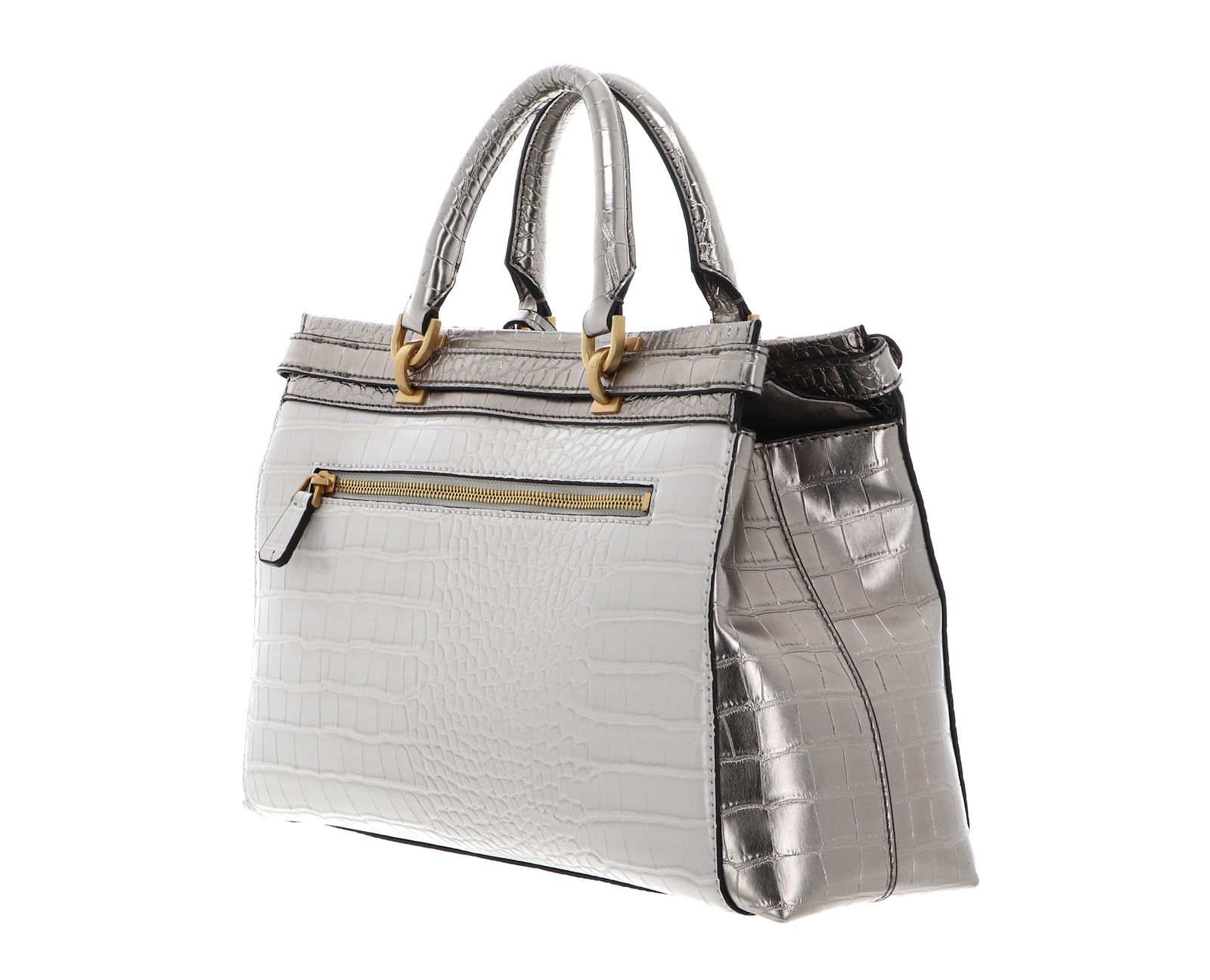 Sac à Main GUESS Jorah Luxury Satchel - Couleur Stone (écru) - Dimensions 35x21x11 Cm - Bandoulière Amovible