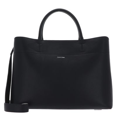 Calvin Klein Business Tote Bag Saffiano L Ck Black / Sand Pebble