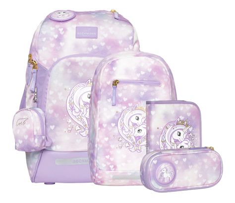 BECKMANN Active Air FLX Schoolbag Set 6-teilig 20-25L Unicorn Princess Purple