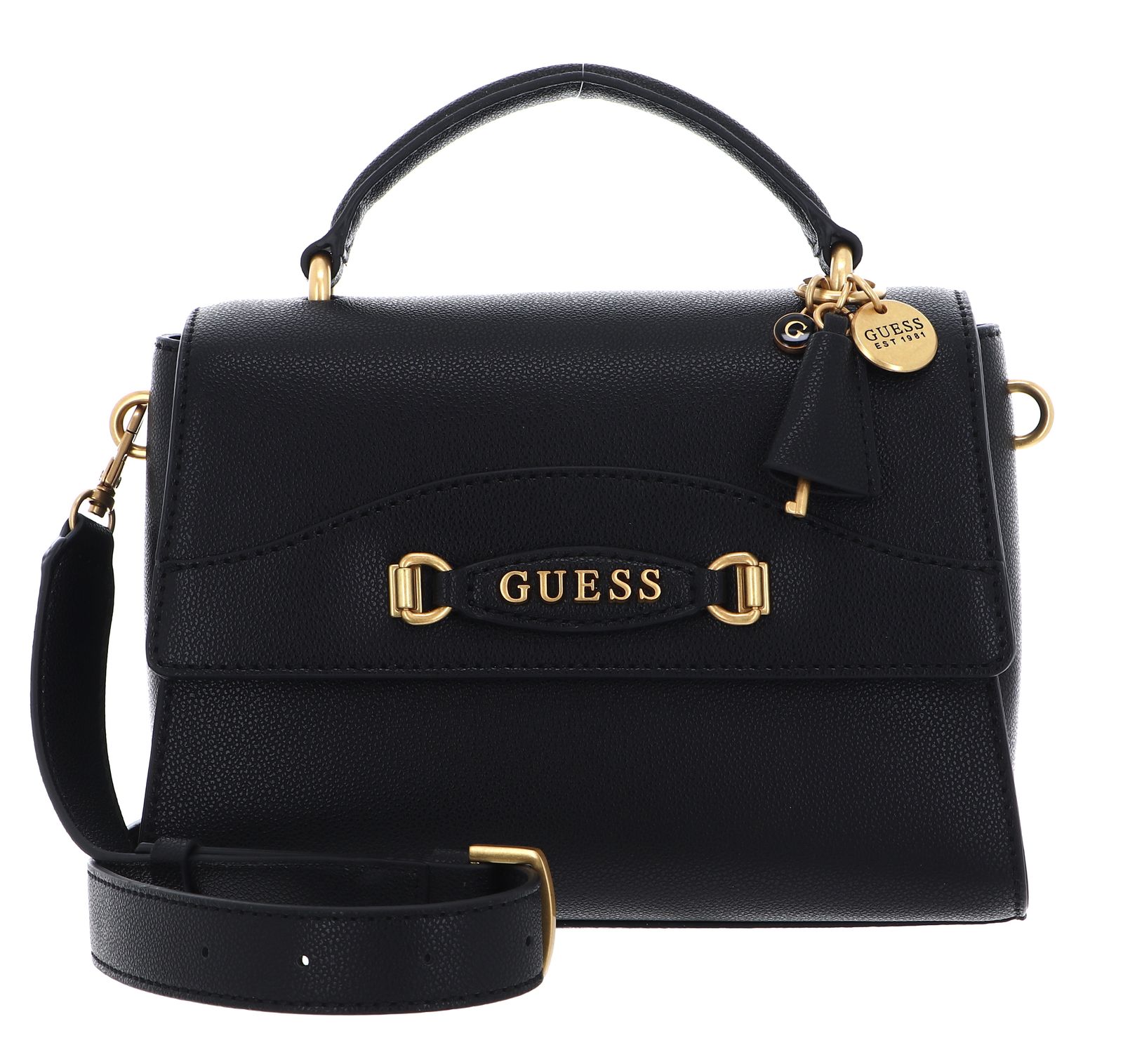 GUESS Emera Top Handle Flap Bag Black