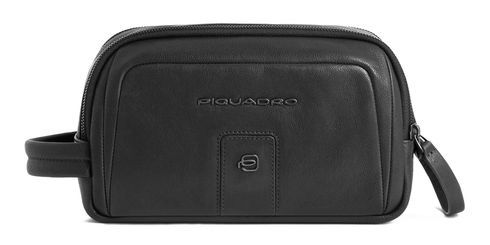 PIQUADRO Carl Leather Beauty Case Black