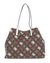 GUESS Vikky II Tote Bag L Latte Logo Multi