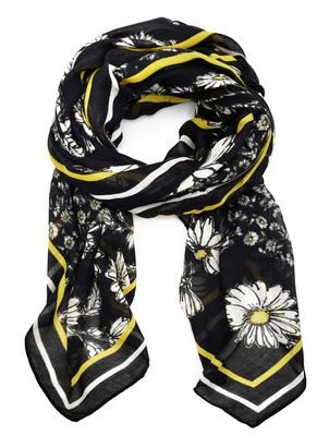 Desigual Flower Rectangle Scarf Black