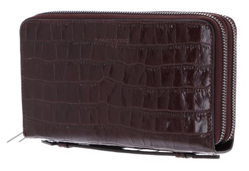 LANCASTER Homme Croco Organizer Wallet Marron