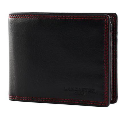 LANCASTER Homme Soft Vintage Card Holder Noir Rouge LANCASTER Homme Soft Vintage Card Holder Noir Rouge