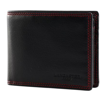 LANCASTER Homme Soft Vintage Card Holder Noir Rouge