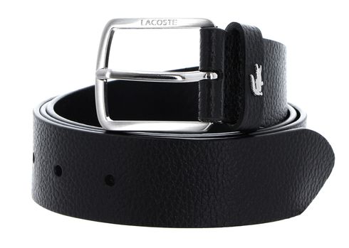 LACOSTE Elegance Grained Leather Belt W95 Noir