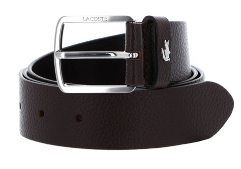 LACOSTE Elegance Grained Leather Belt W125 Marron