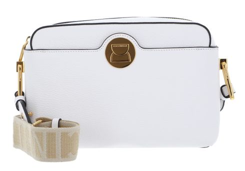 COCCINELLE Liya Signature Crossbody Grained Leather Brillant White