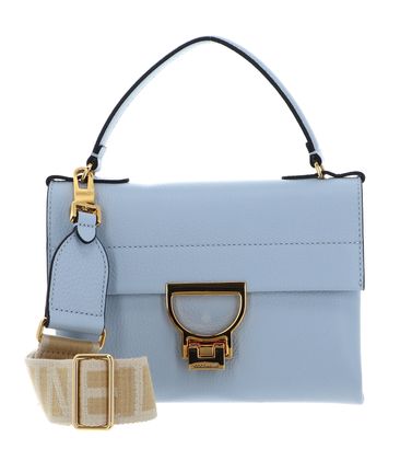 COCCINELLE Arlettis Signature Handbag Grained Leather Mist Blue