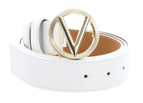 VALENTINO Hampton Plaque Buckle Belt W95 Bian / Oro - shortenable
