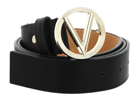 VALENTINO Hampton Plaque Buckle Belt W95 Nero / Oro - kürzbar