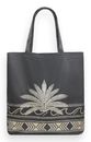 SCOTCH & SODA Canvas Tote Bag with Embroidery Palm Wave Border SCOTCH & SODA Canvas Tote Bag with Embroidery Palm Wave Border