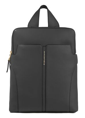 PIQUADRO Ray Leather Backpack Two Compartments Black