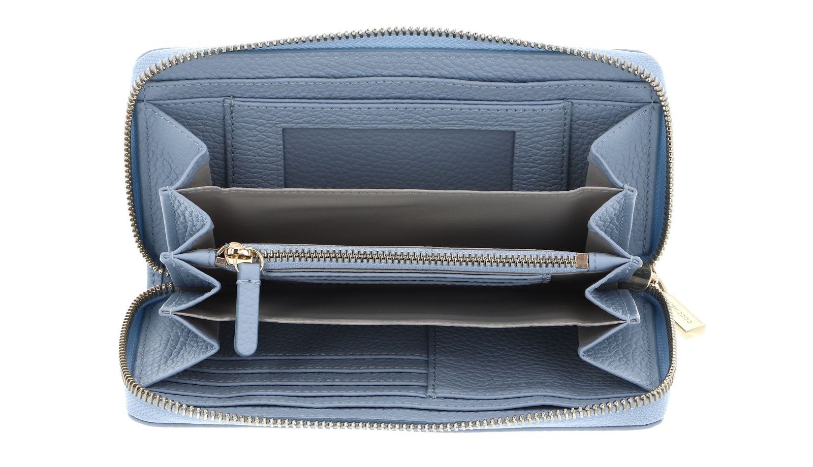 COCCINELLE Metallic Soft Wallet Grained Leather Mist Blue COCCINELLE Metallic Soft Wallet Grained Leather Mist Blue