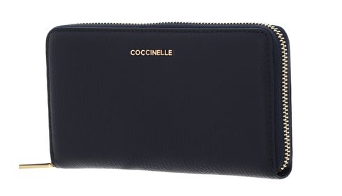 COCCINELLE Metallic Soft Wallet Grained Leather Midnight Blue