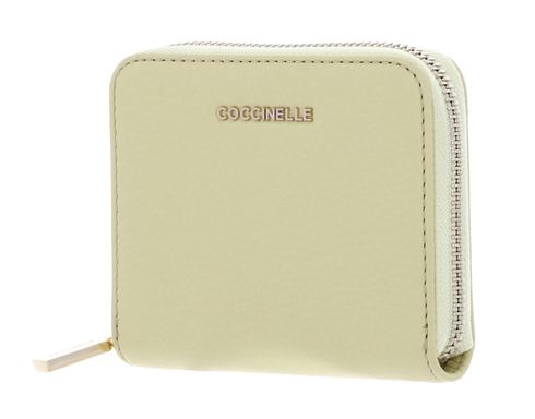 COCCINELLE Metallic Soft Leather Zip Around Wallet Lime Wash