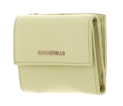 COCCINELLE Metallic Soft Wallet Grained Leather Lime Wash