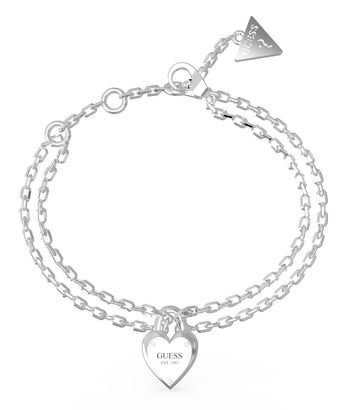 GUESS All You Need Is Love Mini Heart Lock Bracelet S Rhodium