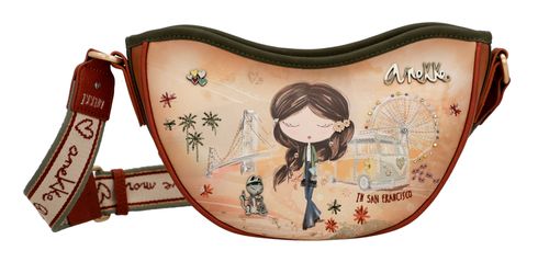 Anekke Peace & Love Oval Crossbody Bag Camel