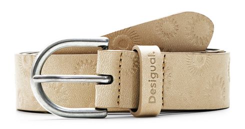 Desigual Embossed Leather Belt W90 Beige