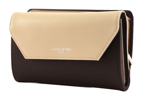 LANCASTER Smooth Back To Back Organizer Wallet Noir - Nude Clair - Nude Foncé