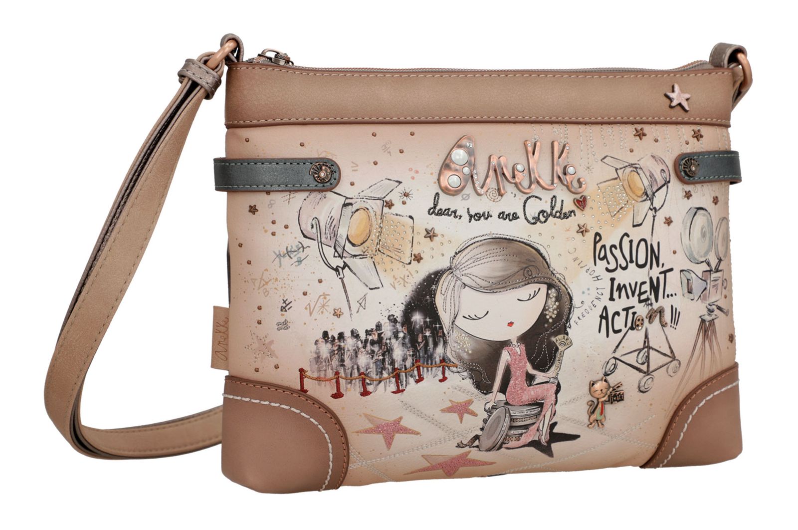 Anekke Borsa A Tracolla Boutique Crossbody Espandibile - Multicolor Blu Scuro, 32x25 Cm, In Poliuretano