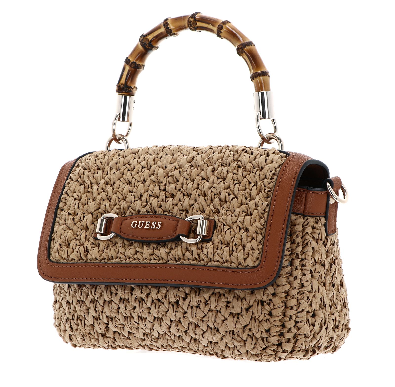 GUESS Umh ngetasche Siria Top Handle Flap Bag Natural Cognac Modeherz GUESS Umh ngetasche Siria Top Handle Flap Bag Natural Cognac Modeherz