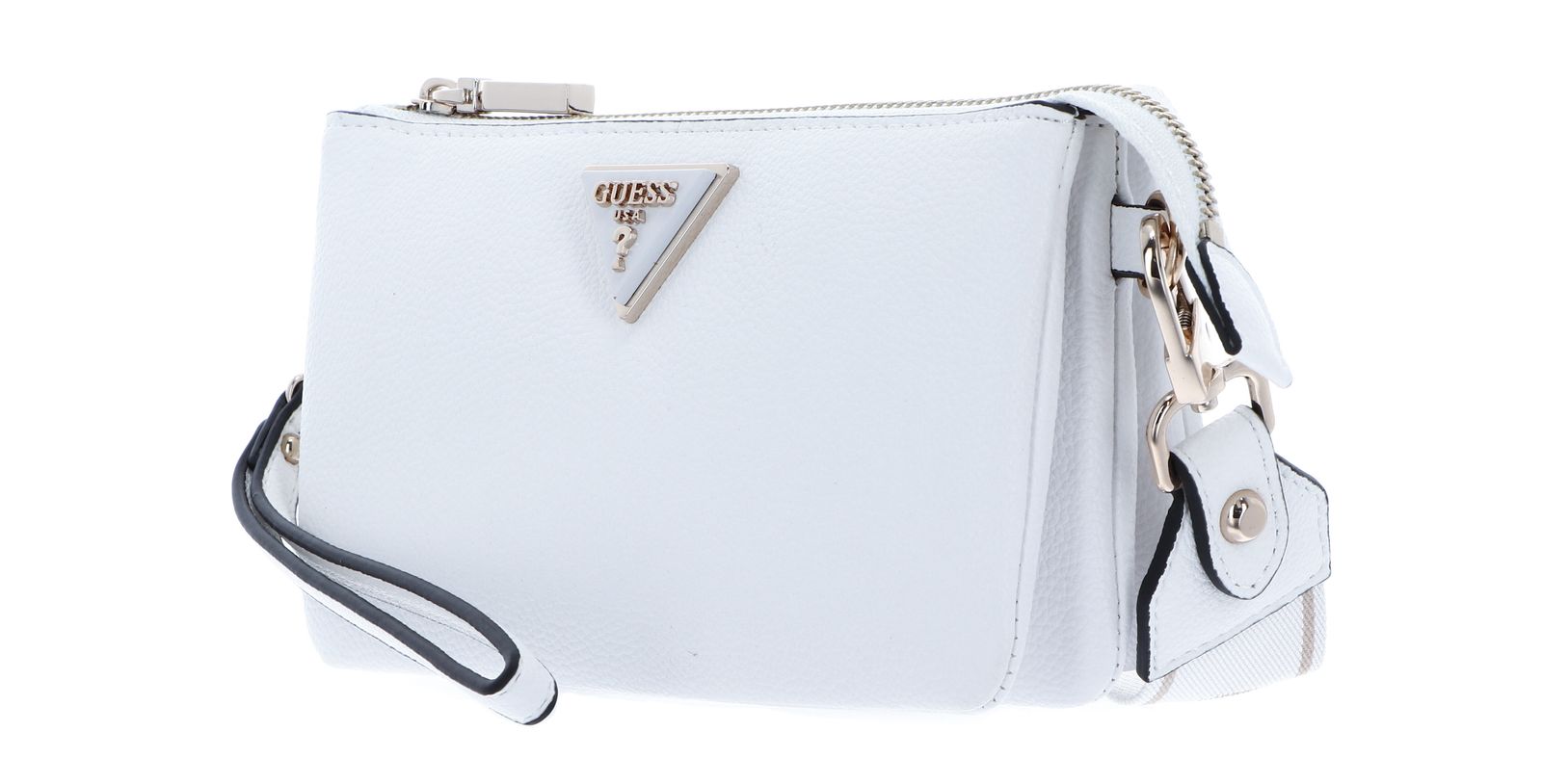 GUESS cross body bag Latona Mini Tri Compartment Top Zip White 