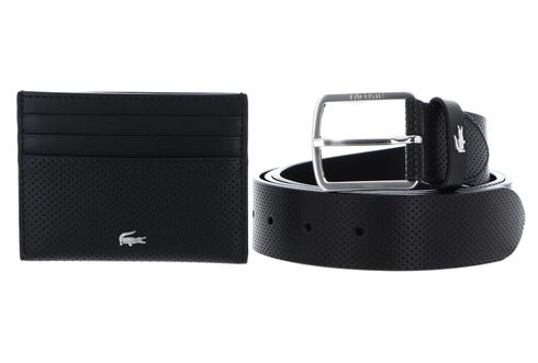 LACOSTE Elegance Punch Cardholder + Belt Box W90 Noir