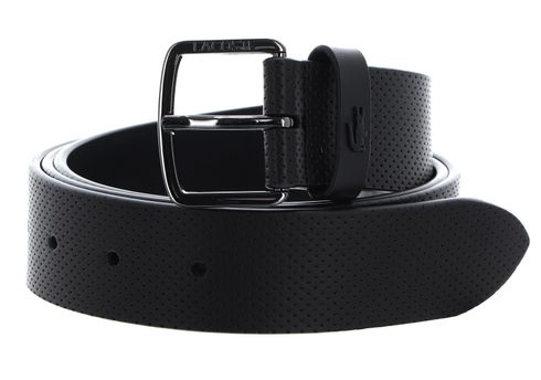 LACOSTE Casual Punch Leather Belt W90 Noir LACOSTE Casual Punch Leather Belt W90 Noir