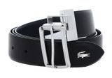 LACOSTE Elegance Punch Plain Leather Belt W125 Noir Marine - kürzbar