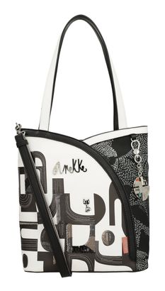 Anekke Peace & Love Nature Sixties Tote Bag With Shoulder Strap Black & White