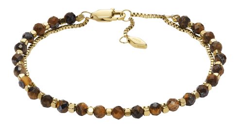 FOSSIL All Stacked Up Multi-Row Bracelet Tiger Eye Brown