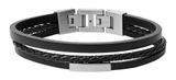 FOSSIL Vintage Casual Multi-Strand Leather Bracelet Black FOSSIL Vintage Casual Multi-Strand Leather Bracelet Black