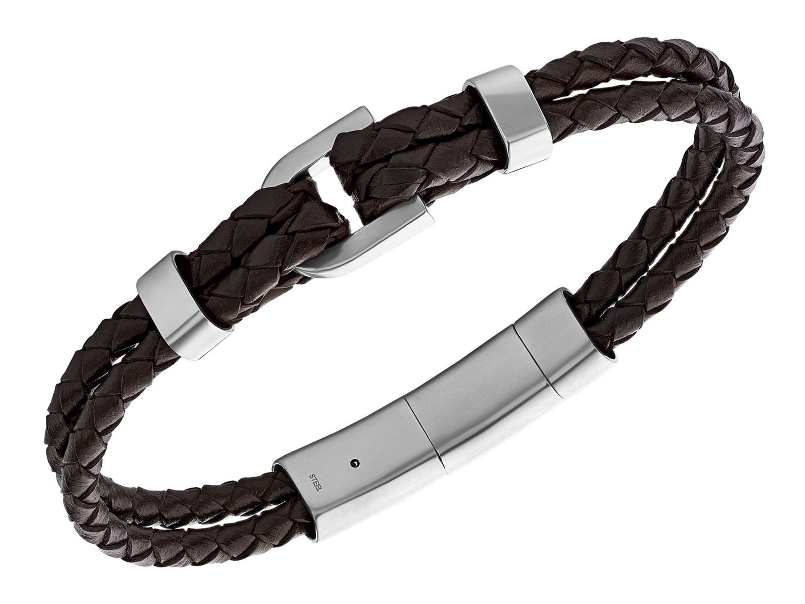 Heritage D-Link Black Leather Bracelet