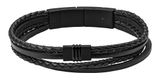 FOSSIL Vintage Casual Multi-Strand Leather Bracelet Black FOSSIL Vintage Casual Multi-Strand Leather Bracelet Black