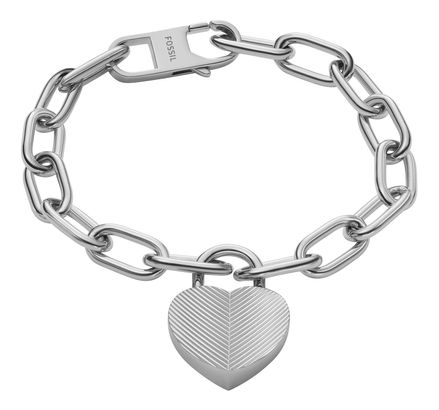 FOSSIL Harlow Linear Texture Heart Bracelet Silver