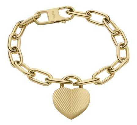 FOSSIL Harlow Linear Texture Heart Bracelet Gold