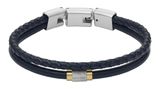 FOSSIL All Stacked Up Multi-Row Leather Bracelet Dark Blue