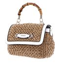 GUESS Siria Top Handle Flap Bag Natural / White