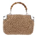 GUESS Siria Top Handle Flap Bag Natural / White
