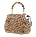 GUESS Siria Top Handle Flap Bag Natural / White