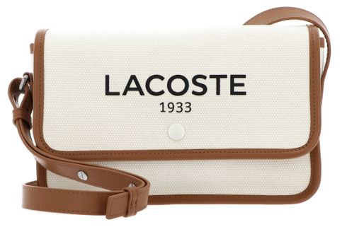 LACOSTE Heritage Canvas Flap Crossover Bag Natural Tan