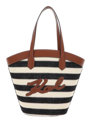 KARL LAGERFELD K / Signature Tulip MD Tote Bag Raff Natural / Sudan Brown